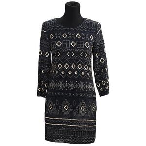 Needle & Thread Sequin Metallic Mesh Vintage  Long Sleeve Beaded Mini Dress NWOT